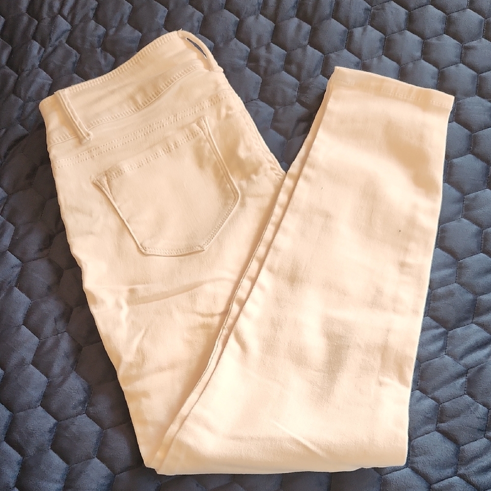 1822 Denim Women's Skinny Ankle Jeans White Size 29 Doubke Button Zipper Fly